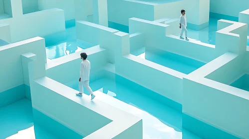 Minimalist Water Maze with Figures