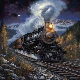 Old Train in Mountain Landscape