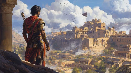 Warrior Overlooking Ancient Kingdom