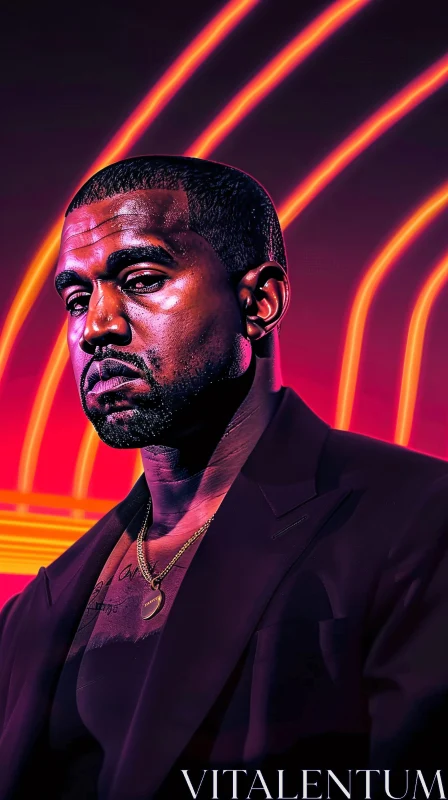 Kanye West Neon Art Portrait