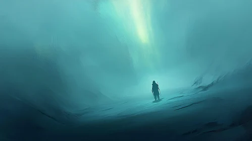 Lone Walker in Winter Landscape