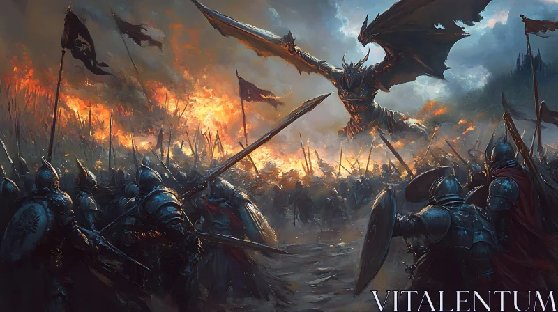 Epic Dragon Battle Over the Army