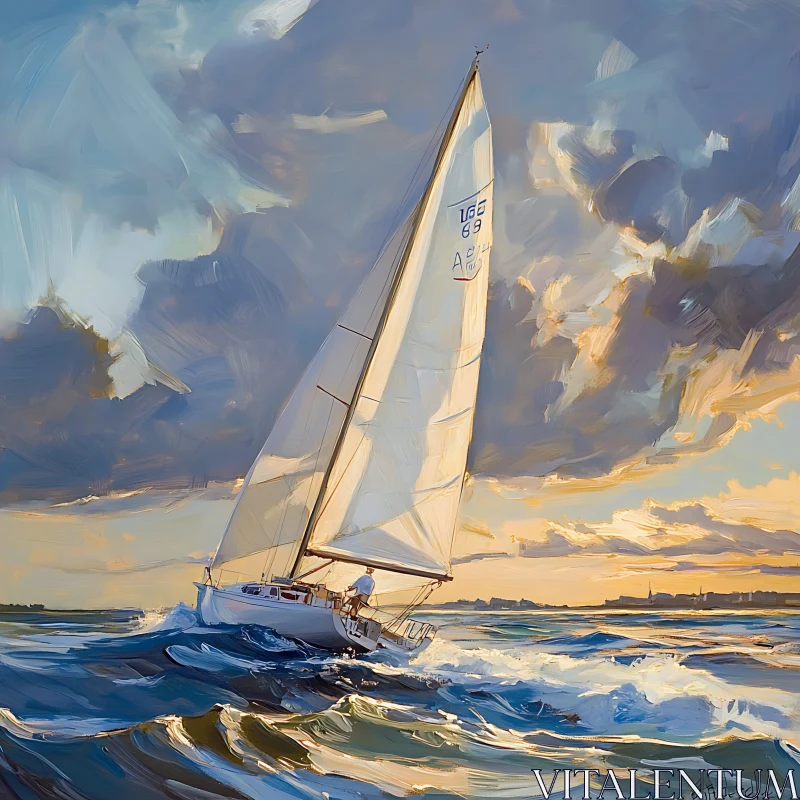 Sailboat at Sea Art