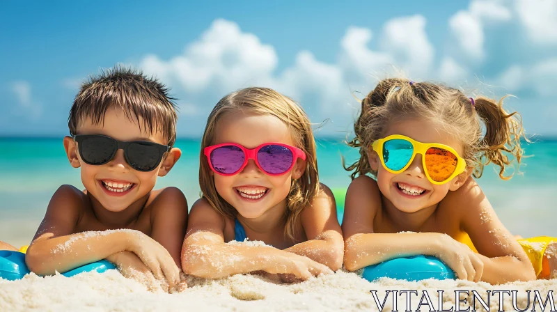 Kids Enjoying Summer Vacation on the Beach