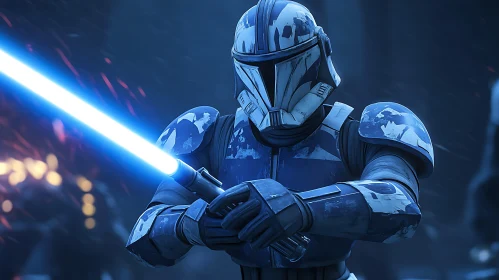 Futuristic Soldier with Energy Blade