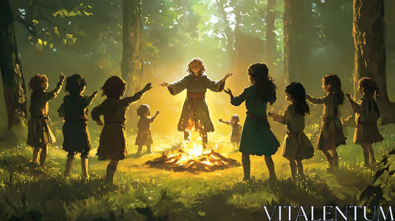 Kids Circle in the Woods