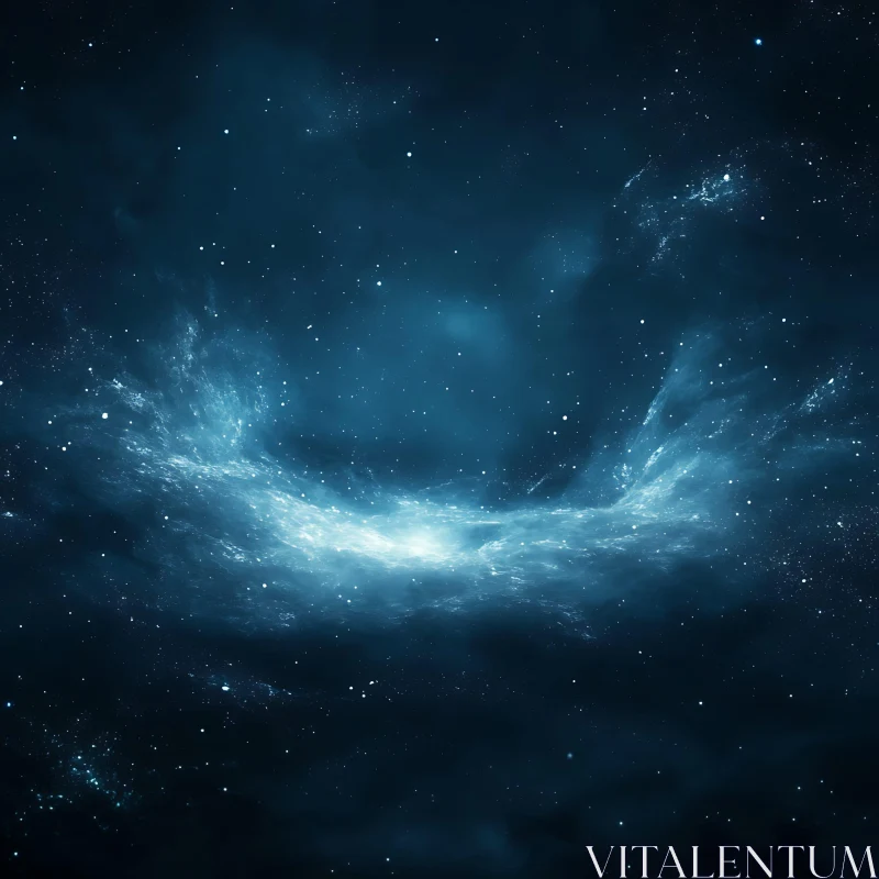Cosmic Azure: A Nebula's Starry Embrace