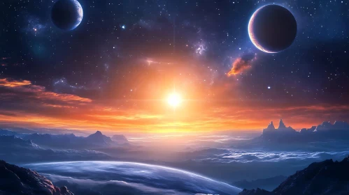 Celestial Landscape with Planets