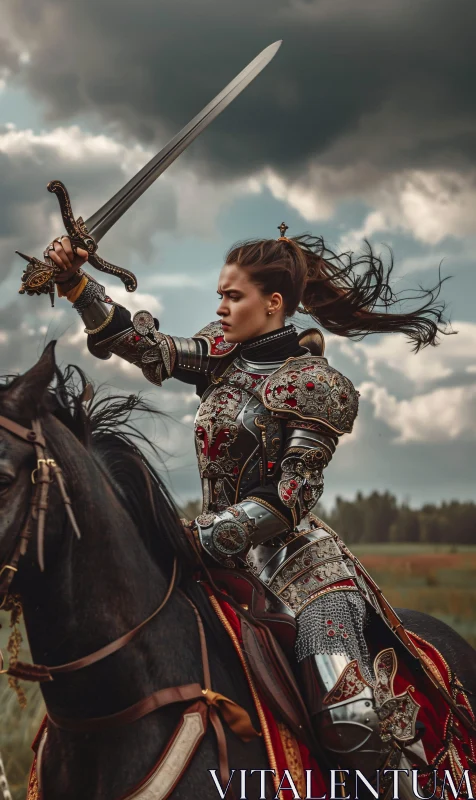Armored Woman Warrior with Sword