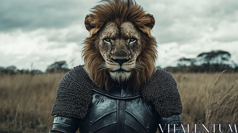 Armored Lion Warrior Digital Painting AI Image