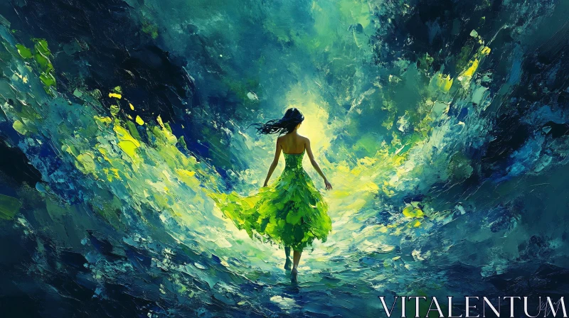 Abstract Woman Walking Away Painting