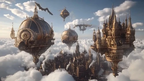 Aerial Steampunk Metropolis