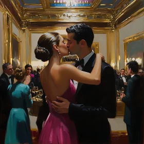 Couple's Embrace at Formal Event