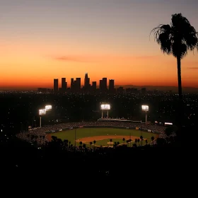 Baseball Stadium at Sunset