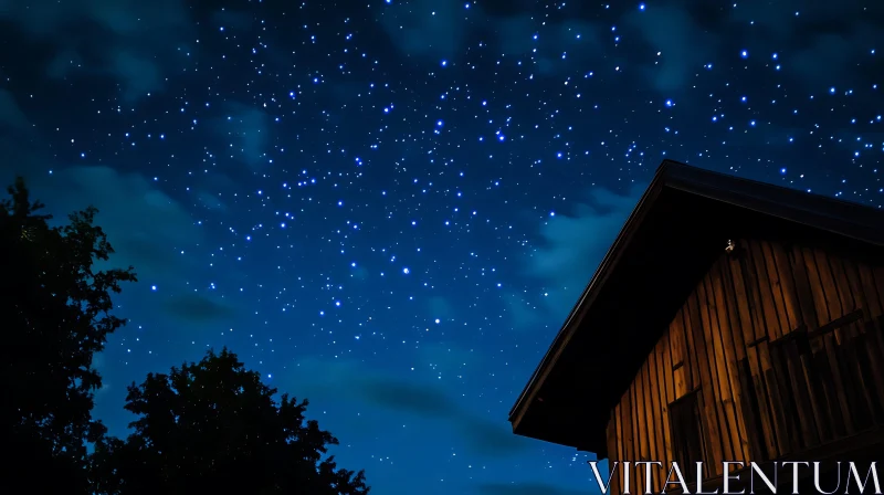 Night Sky and Cabin Silhouette