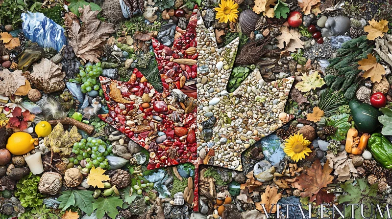 Colorful Maple Leaf in Natural Mosaic