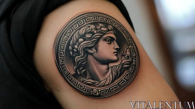 Greyscale Portrait Tattoo on Skin