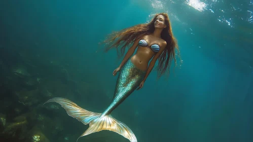 Mystical Mermaid in Ocean Depths