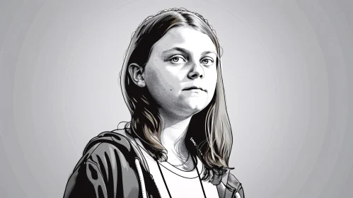 Greta Thunberg Monochrome Portrait