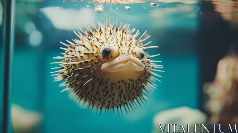 Spiky Pufferfish in an Aquarium AI Image