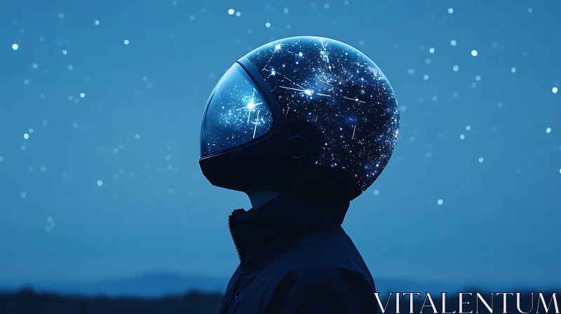 Starry Helmet: A Cosmic Dreamscape Portrait