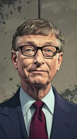 Artistic Rendering of Bill Gates with Glasses