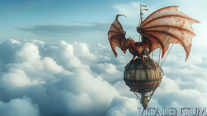 Fantasy Steampunk Dragon Airship