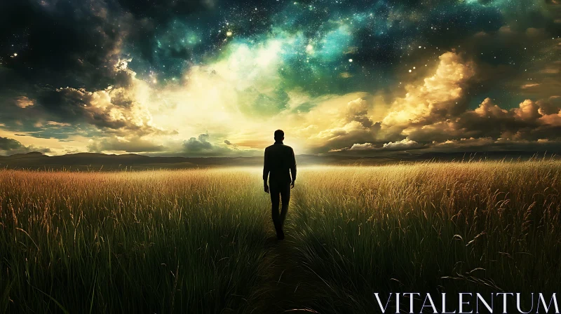 Contemplative Stroll Under Celestial Canvas