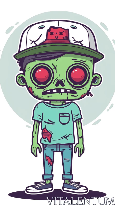 Cartoon Illustration of a Zombie Boy