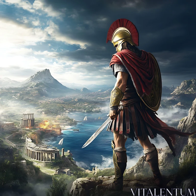 Ancient Warrior on Cliff's Edge