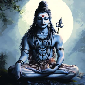Serene God in Lotus Position