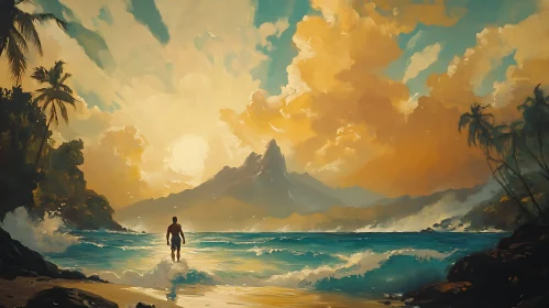 Seascape Sunset Contemplation