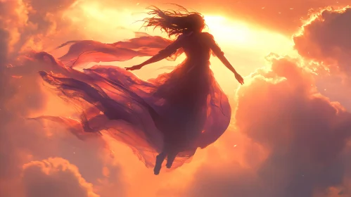 Woman in the Sky with Clouds