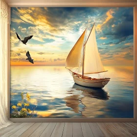Ocean Sailing at Sunset