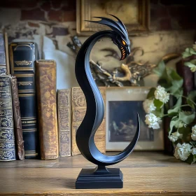 Dragon Sculpture with Fiery Eyes