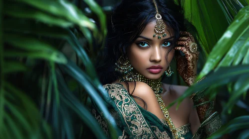 Portrait of Woman with Henna and Jewelry