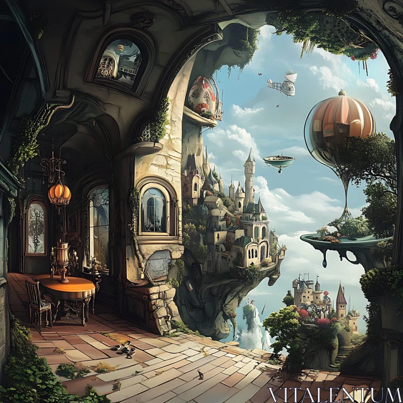 Surreal Floating Islands and Ornate Interior