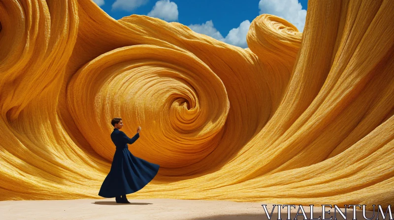 Surreal Encounter with Golden Waves