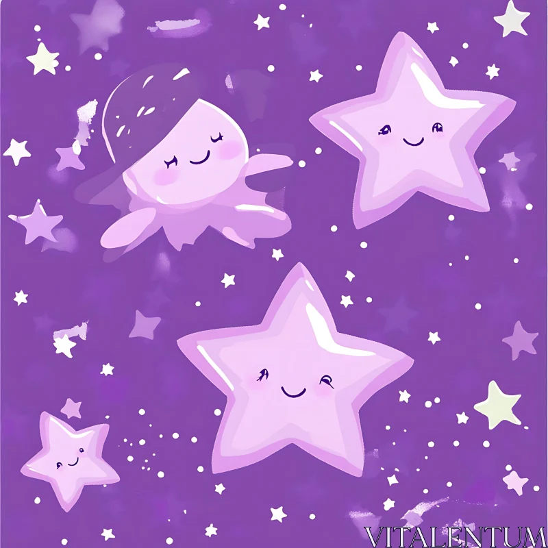Smiling Stars and Character Art AI Image