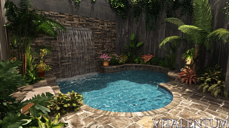 Tranquil Garden with Waterfall Feature