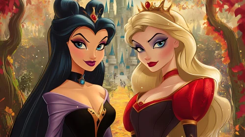 Cartoon Queens with Castle