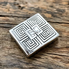Abstract Silver Pattern on Wooden Texture