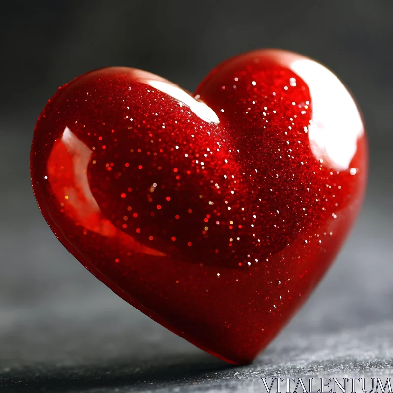 Sparkling Heart Object with Deep Red Hue