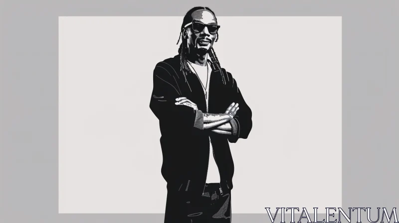 Stylish Monochrome Illustration of Snoop Dogg