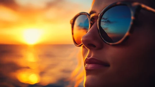 Sunset Reflection Woman Portrait