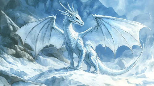 Fantasy White Dragon Illustration