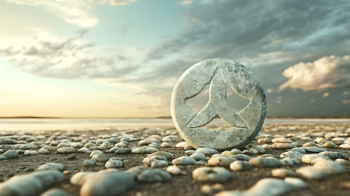 Stone Symbol on Beach