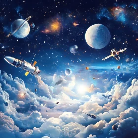 Cosmic Cloudscape: A Journey Through Space