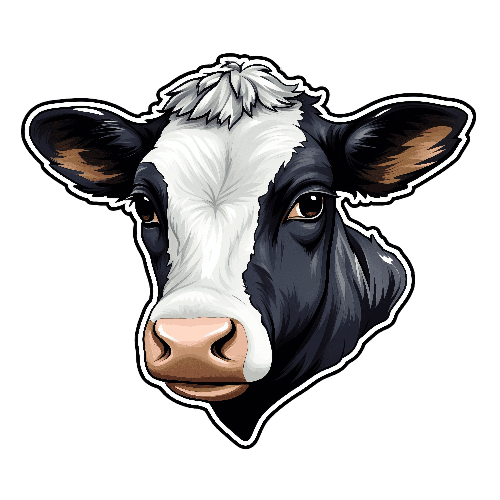 Friendly Cartoon Cow Head with White Blaze