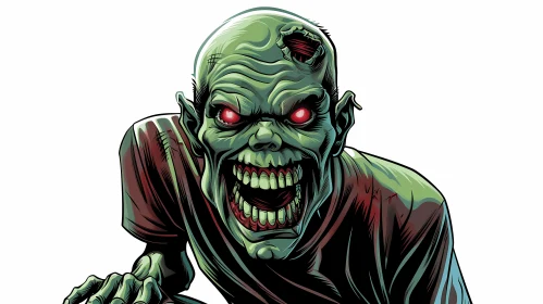 Green-Skinned Zombie Digital Illustration